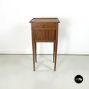 Italian antique Wooden bedside table with brass handle, early 1900s