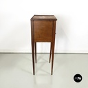 Italian antique Wooden bedside table with brass handle, early 1900s