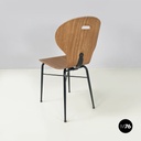 Italian mid-century modern Chair in curved wood and black metal, 1960s