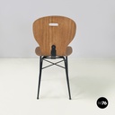 Italian mid-century modern Chair in curved wood and black metal, 1960s
