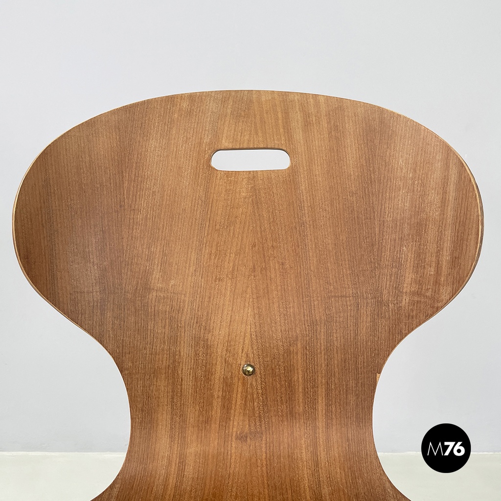 Italian mid-century modern Chair in curved wood and black metal, 1960s