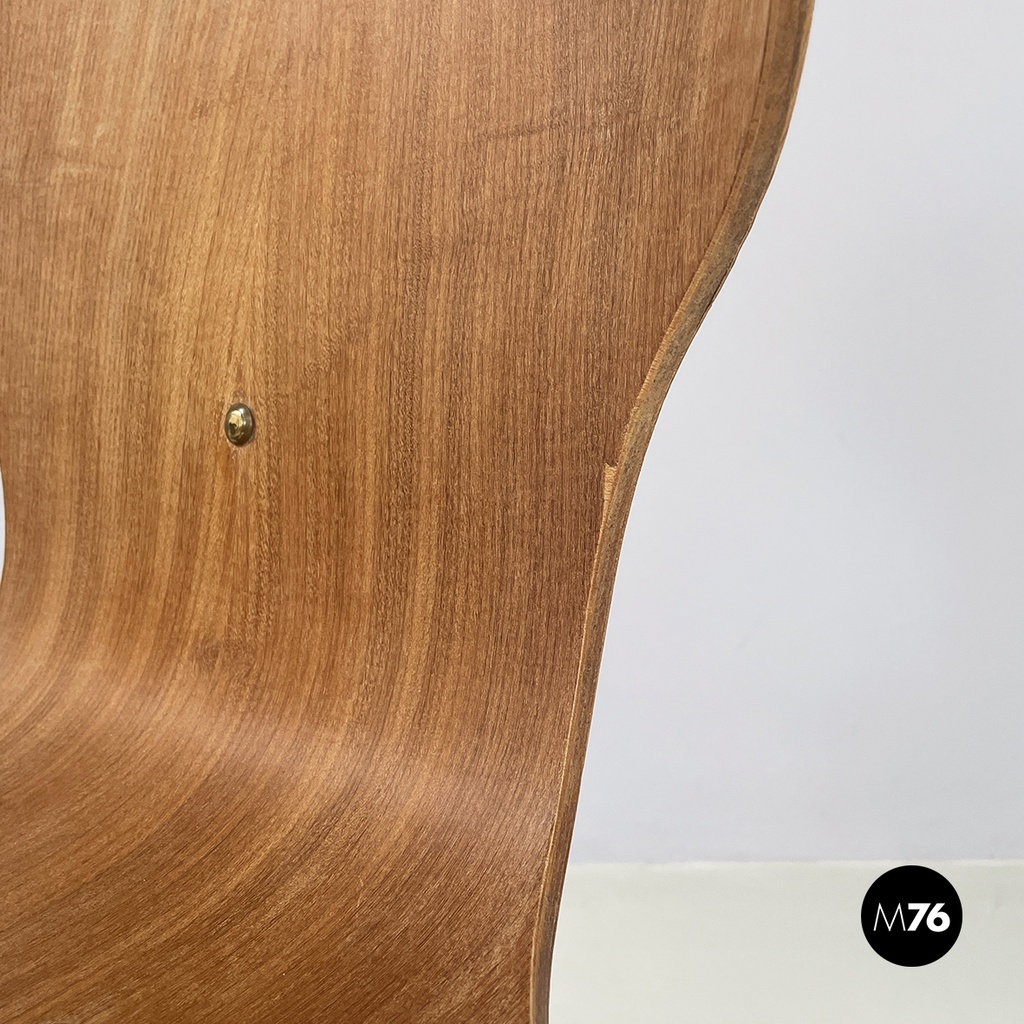 Italian mid-century modern Chair in curved wood and black metal, 1960s