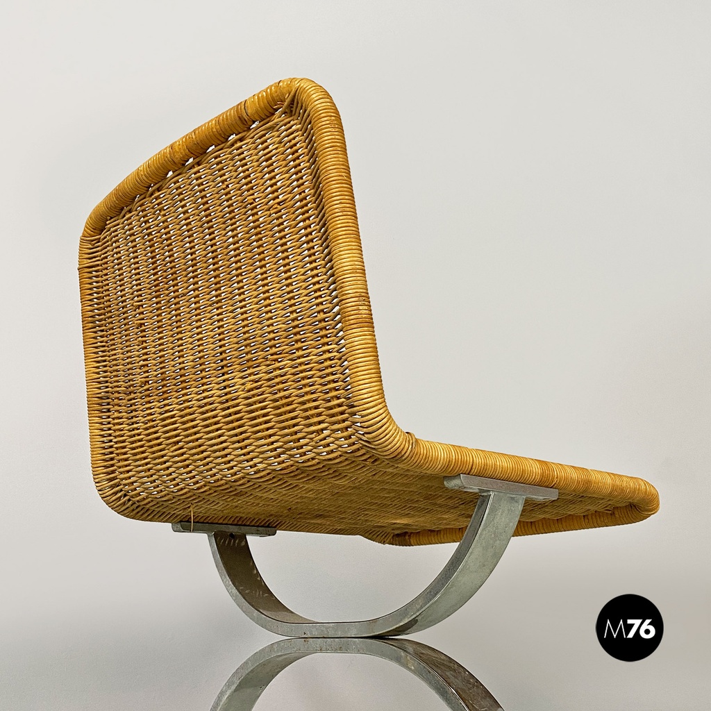 Sedie in paglia e acciaio, 1970 ca.