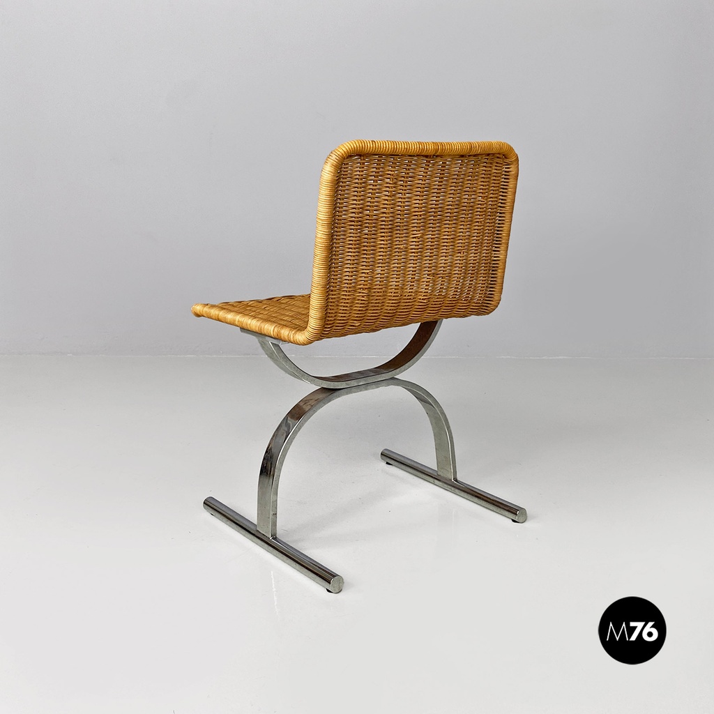 Sedie in paglia e acciaio, 1970 ca.