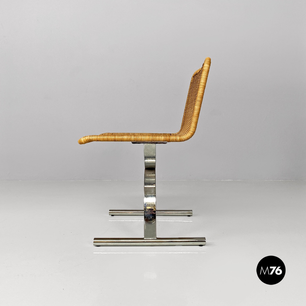 Sedie in paglia e acciaio, 1970 ca.