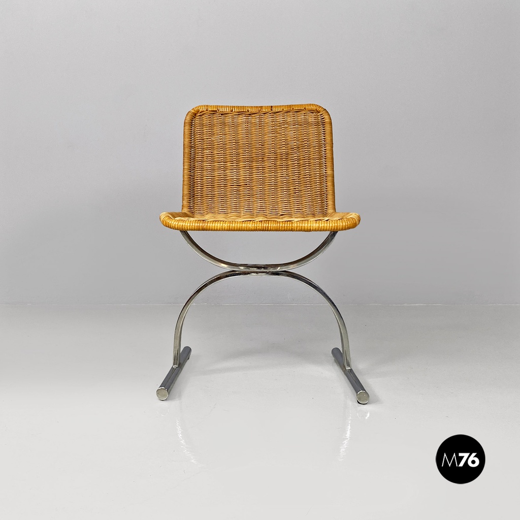 Sedie in paglia e acciaio, 1970 ca.