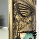 Italian modern square wall mirror foam rubber frame with eyes decorations, 1980s