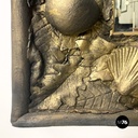 Italian modern square wall mirror foam rubber frame with eyes decorations, 1980s