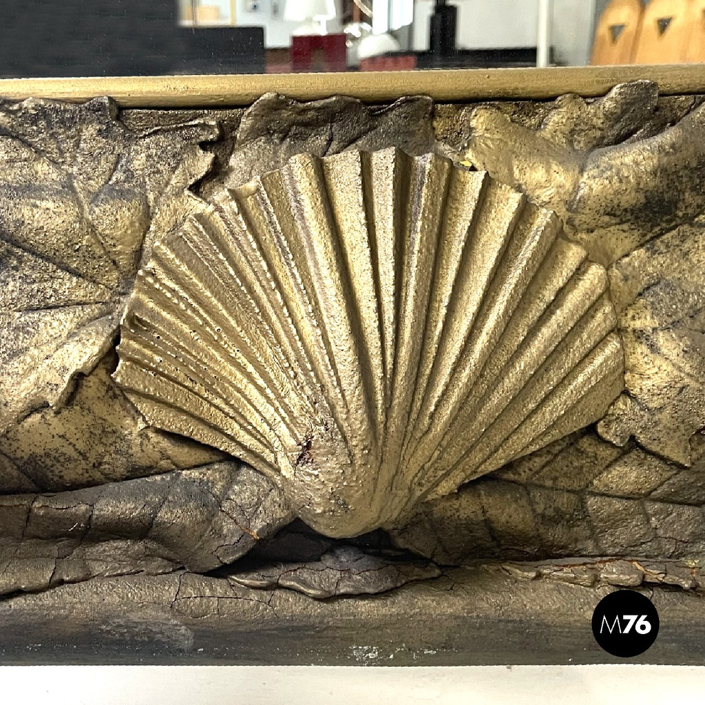 Italian modern square wall mirror foam rubber frame with eyes decorations, 1980s