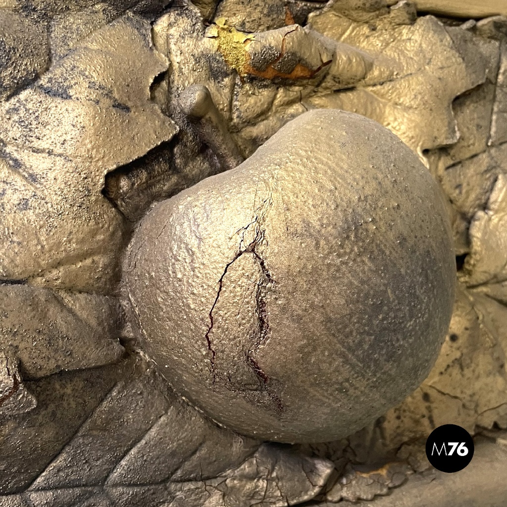 Italian modern square wall mirror foam rubber frame with eyes decorations, 1980s