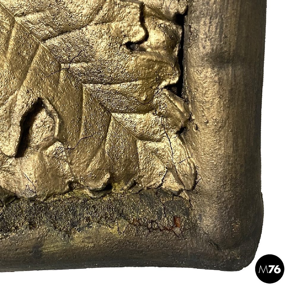 Italian modern square wall mirror foam rubber frame with eyes decorations, 1980s