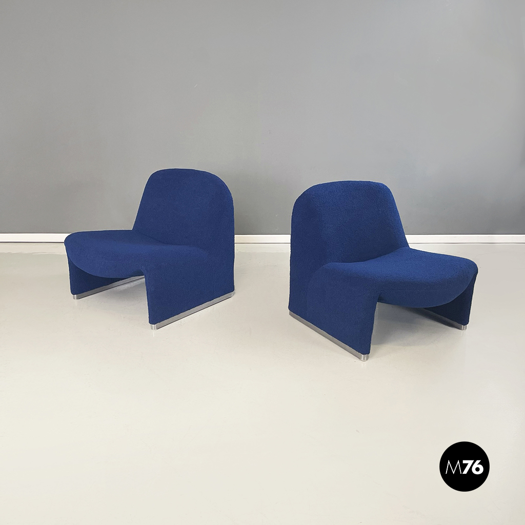 Italian modern Blue fabric Armchairs Alky by Piretti for Anonima Castelli, 1970s