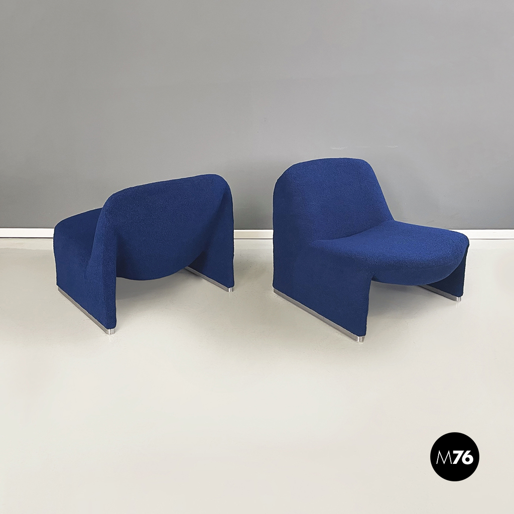 Italian modern Blue fabric Armchairs Alky by Piretti for Anonima Castelli, 1970s