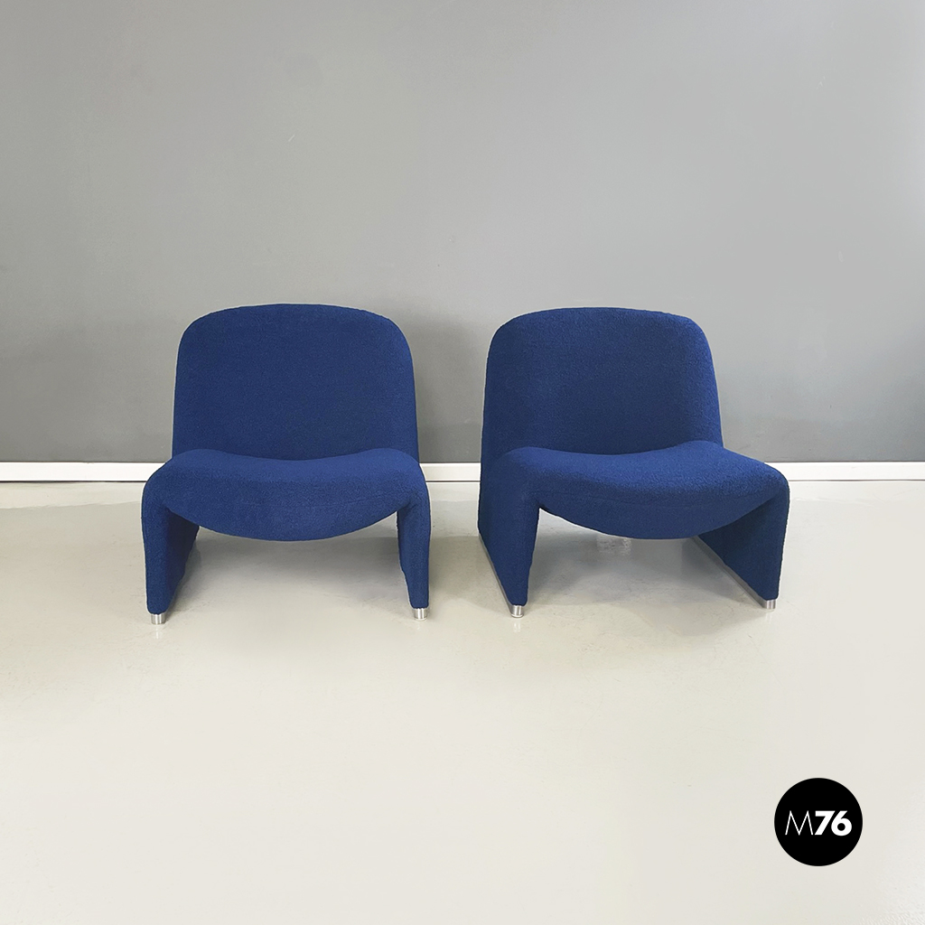 Italian modern Blue fabric Armchairs Alky by Piretti for Anonima Castelli, 1970s