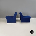 Italian modern Blue fabric Armchairs Alky by Piretti for Anonima Castelli, 1970s