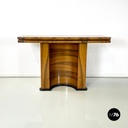 Italian modern Wooden rectangular console with black wood details, 1970s