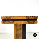 Italian modern Wooden rectangular console with black wood details, 1970s