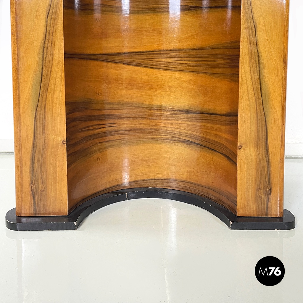 Italian modern Wooden rectangular console with black wood details, 1970s