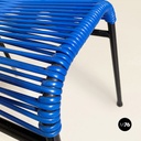 Italian mid century black metal blue plastic footstool or footstool, 1960s