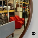 Danish mid century modern wooden rounded brown frame mirror, 1960s