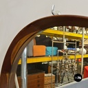 Danish mid century modern wooden rounded brown frame mirror, 1960s