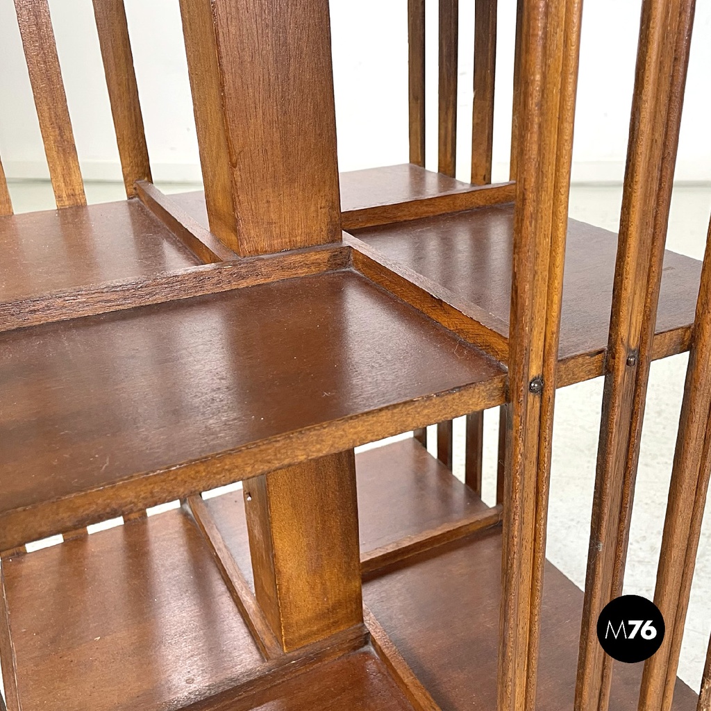Italian stackable wooden revolving bookcases with floral decoration, 1900s