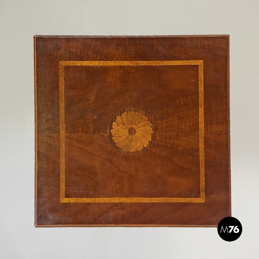 Italian stackable wooden revolving bookcases with floral decoration, 1900s