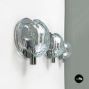Italian mid-century modern chromed metal and faceted glass wall lights, 1960s