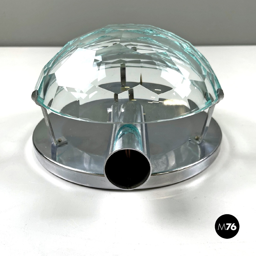 Italian mid-century modern chromed metal and faceted glass wall lights, 1960s
