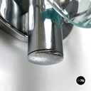 Italian mid-century modern chromed metal and faceted glass wall lights, 1960s