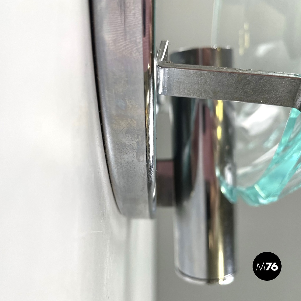 Italian mid-century modern chromed metal and faceted glass wall lights, 1960s