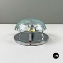 Italian mid-century modern chromed metal and faceted glass wall lights, 1960s