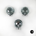 Italian mid-century modern chromed metal and faceted glass wall lights, 1960s