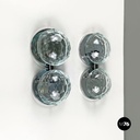 Italian mid-century modern chromed metal and faceted glass wall lights, 1960s