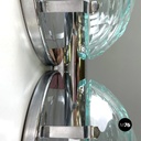 Italian mid-century modern chromed metal and faceted glass wall lights, 1960s