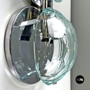 Italian mid-century modern chromed metal and faceted glass wall lights, 1960s