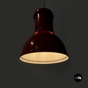 Italian mid-century modern red and white metal chandelier, 1960s