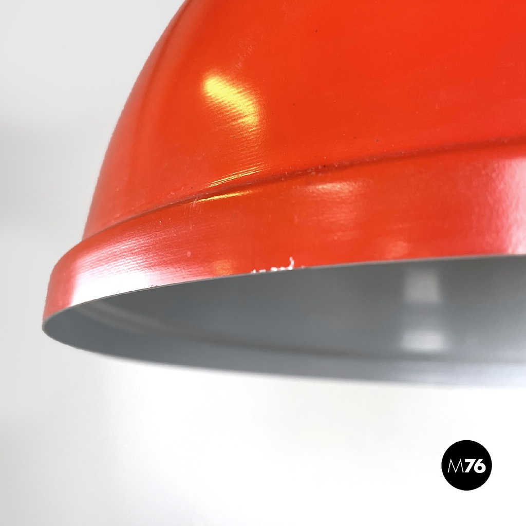 Italian mid-century modern red and white metal chandelier, 1960s