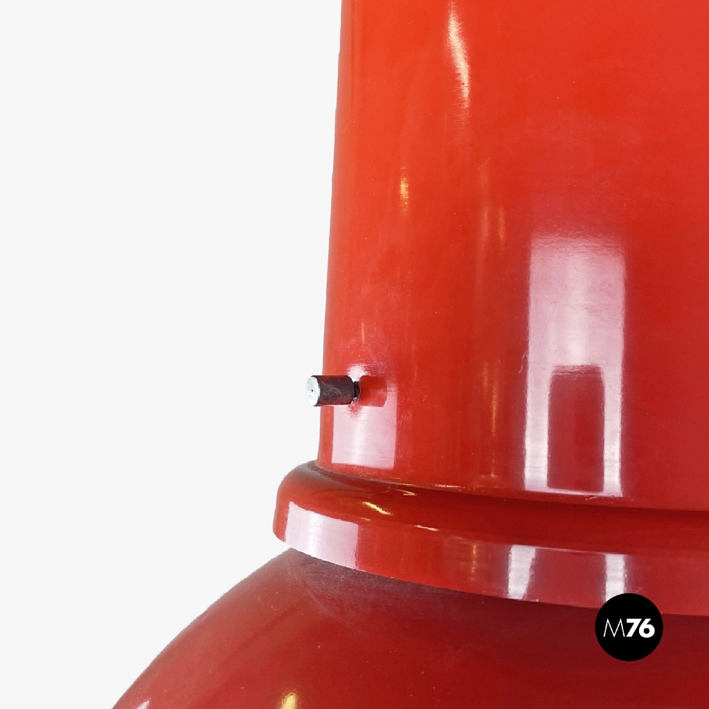 Italian mid-century modern red and white metal chandelier, 1960s