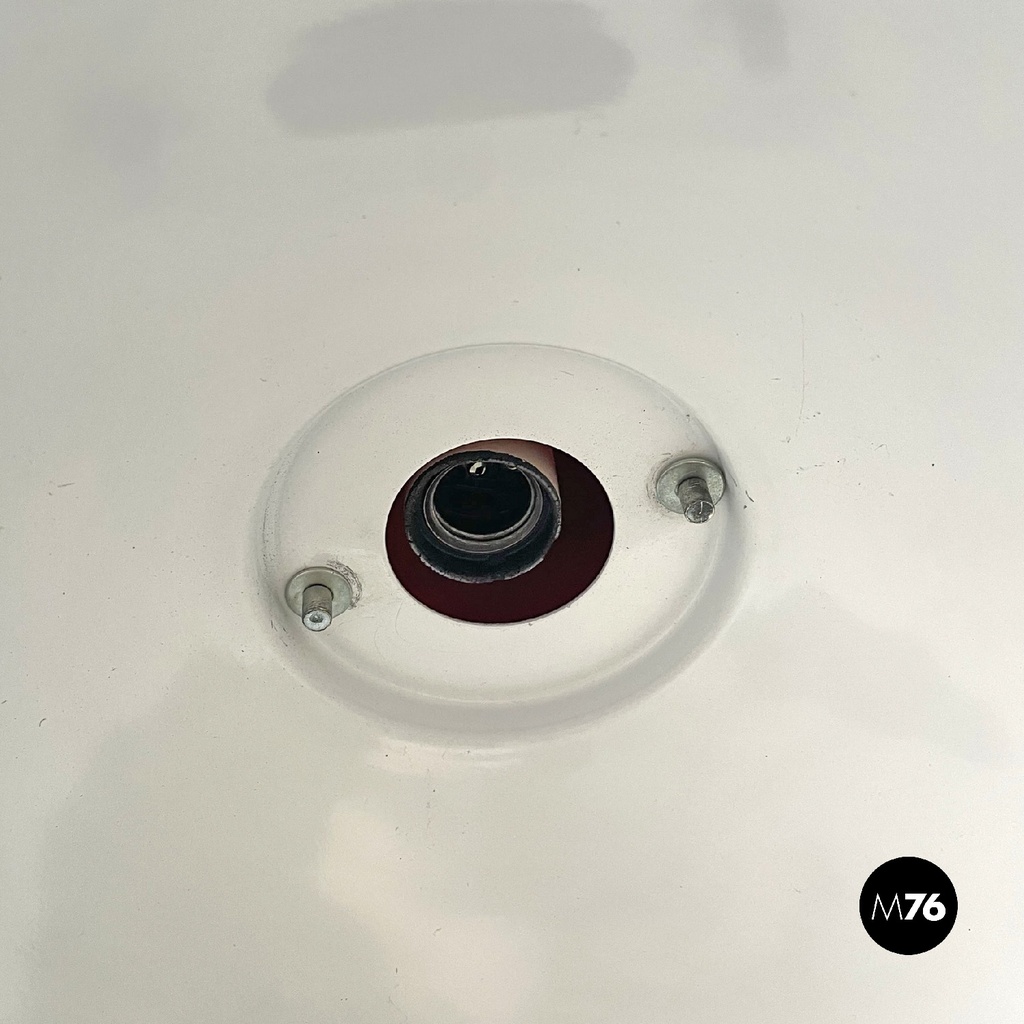 Italian mid-century modern red and white metal chandelier, 1960s