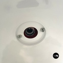 Italian mid-century modern red and white metal chandelier, 1960s