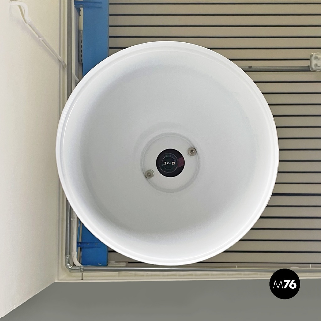 Italian mid-century modern red and white metal chandelier, 1960s