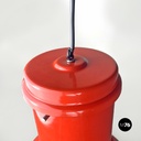 Italian mid-century modern red and white metal chandelier, 1960s