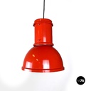 Italian mid-century modern red and white metal chandelier, 1960s
