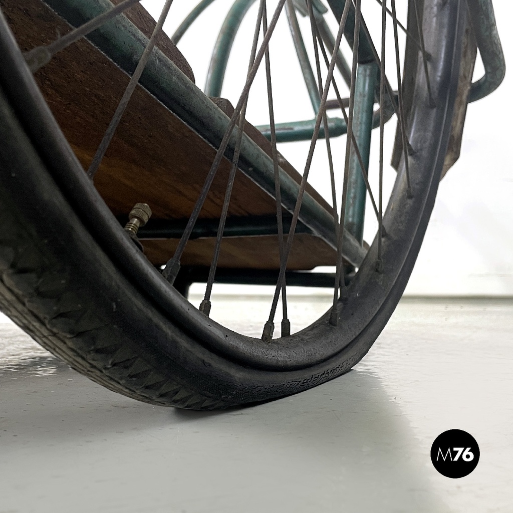 Italian mid-century modern bicycle trailer in metal and wood, 1960s