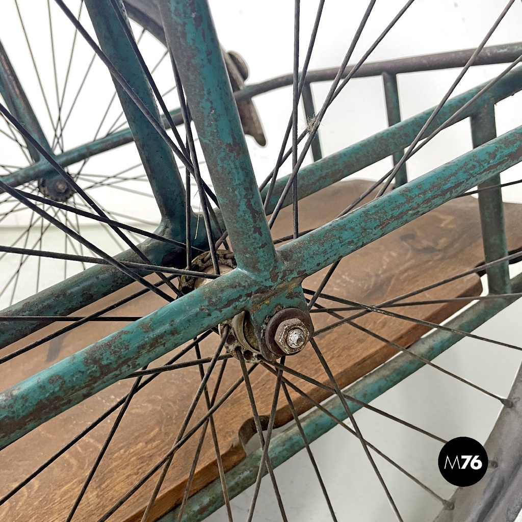 Italian mid-century modern bicycle trailer in metal and wood, 1960s