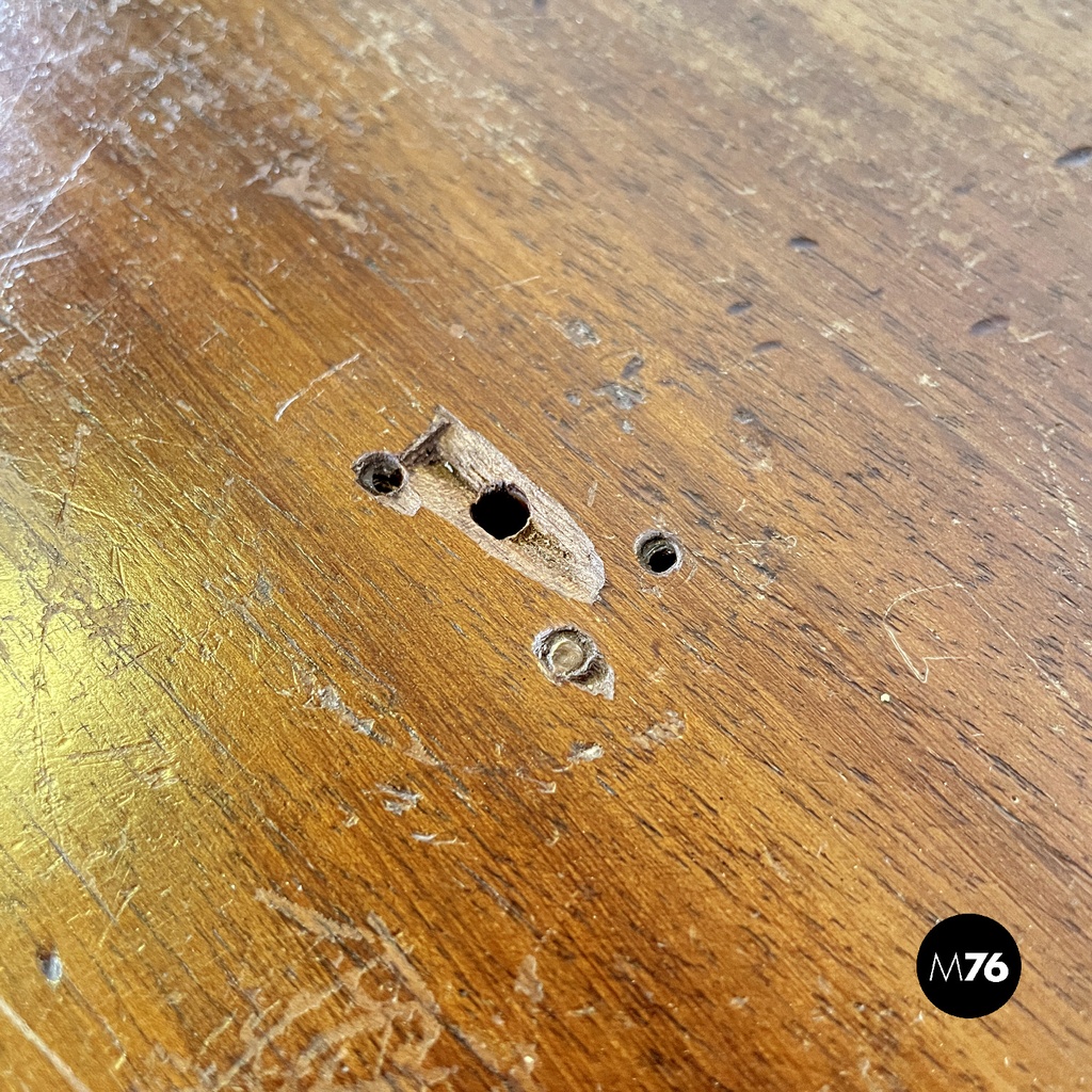 Italian antique wooden table with lyre legs, 1800s 