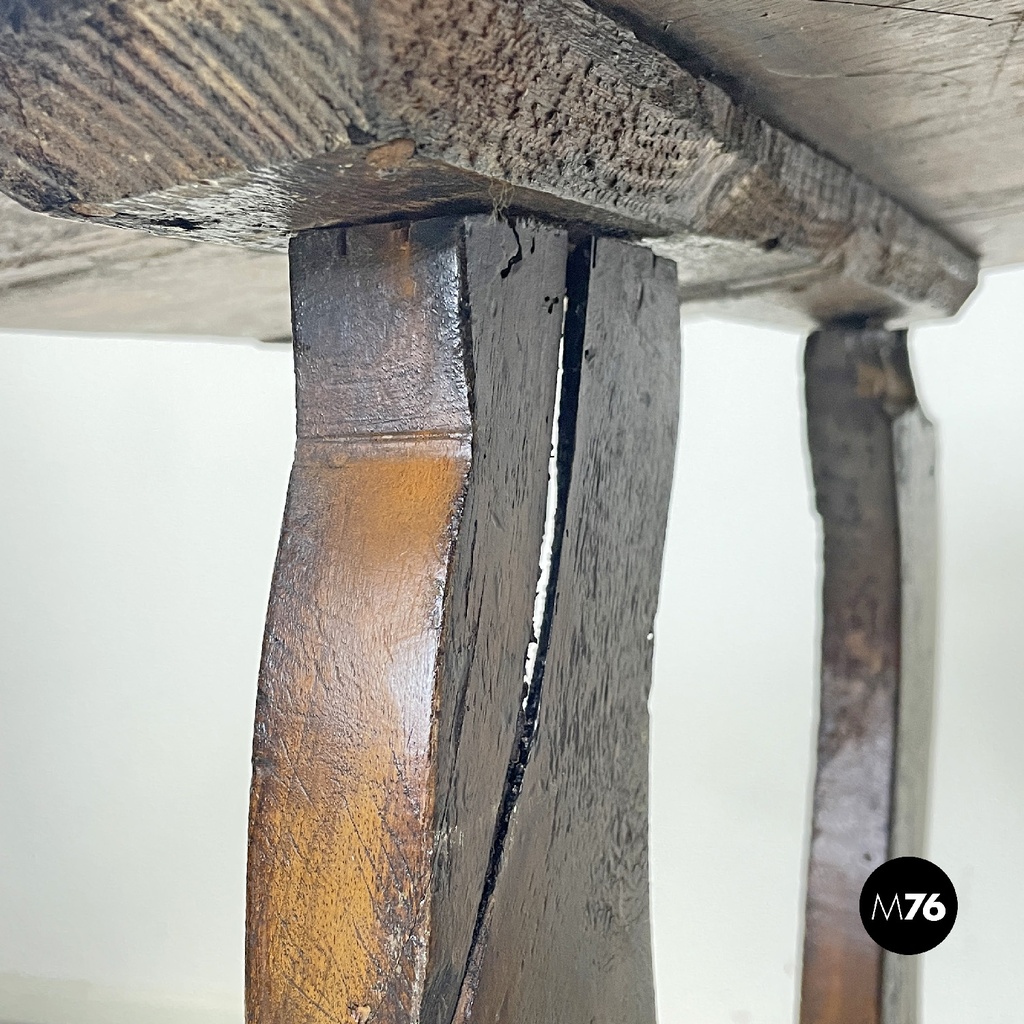 Italian antique wooden table with lyre legs, 1800s 