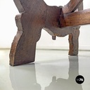 Italian antique wooden table with lyre legs, 1800s 