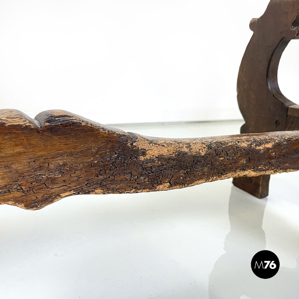 Italian antique wooden table with lyre legs, 1800s 